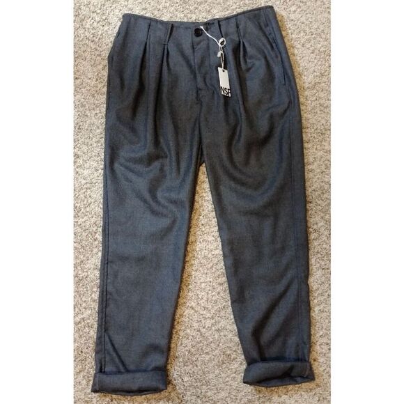 NSF Wool Edith cropped trousers size 28 charcoal gray new without tags - Picture 1 of 6